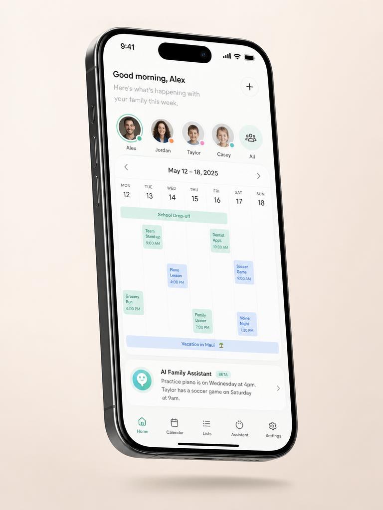 Skycore AI Family Calendar screen